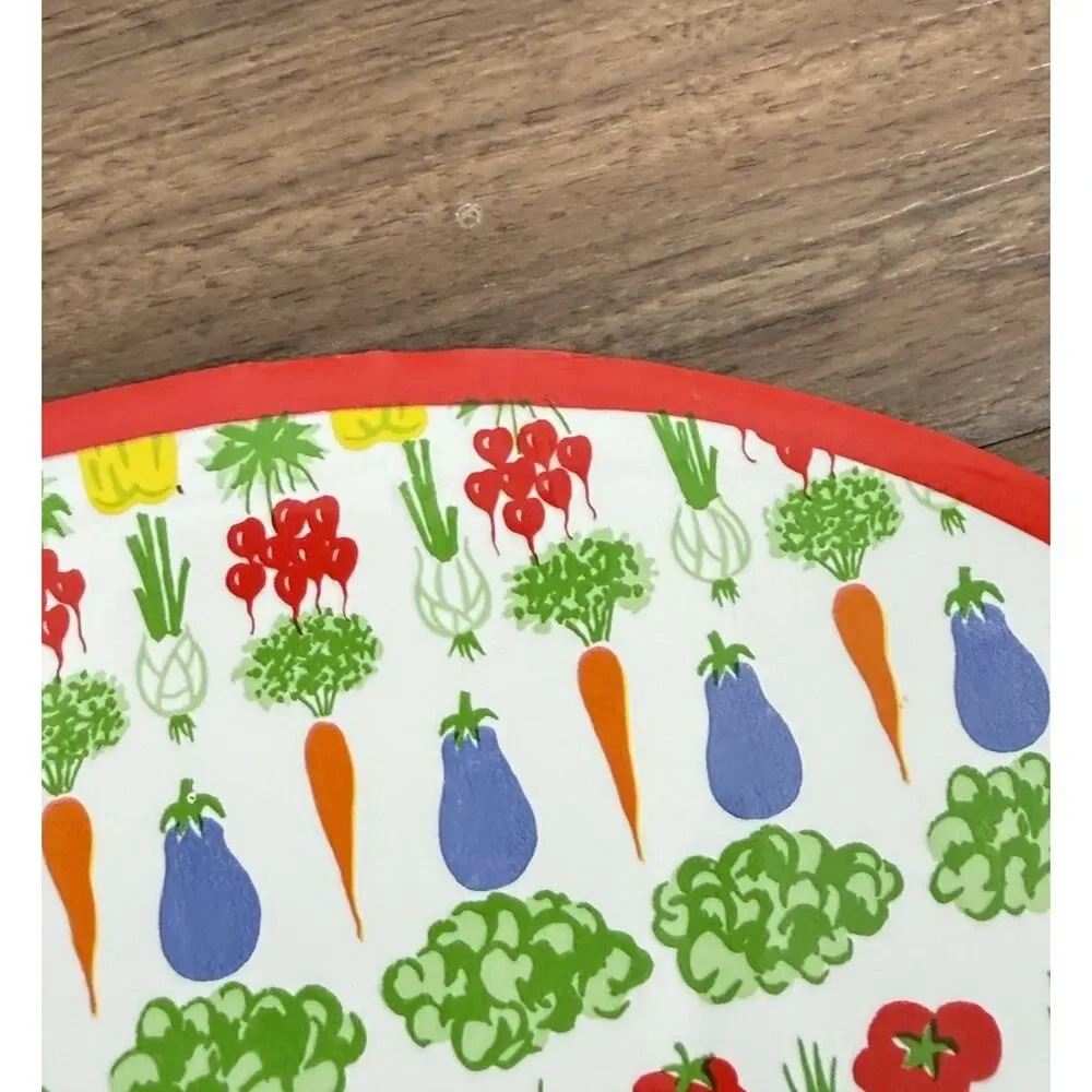 2 Vintage Vinyl Kids Veggie Placemats Tomato Shaped 1980's Glossy‎ 12